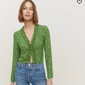 Reformation | Jerry Crop Top, Green Floral | Size 6 (NWT)